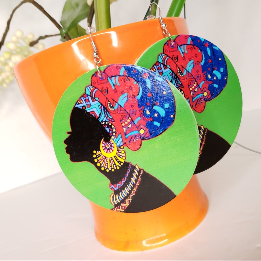 New Large African Queen Boho Chic Dangle Earrings
